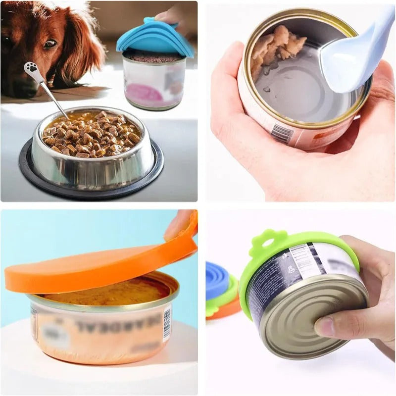 Pet Can Cover & Spoon Set – Reusable Lid & Scoop for Dog & Cat Food Cans